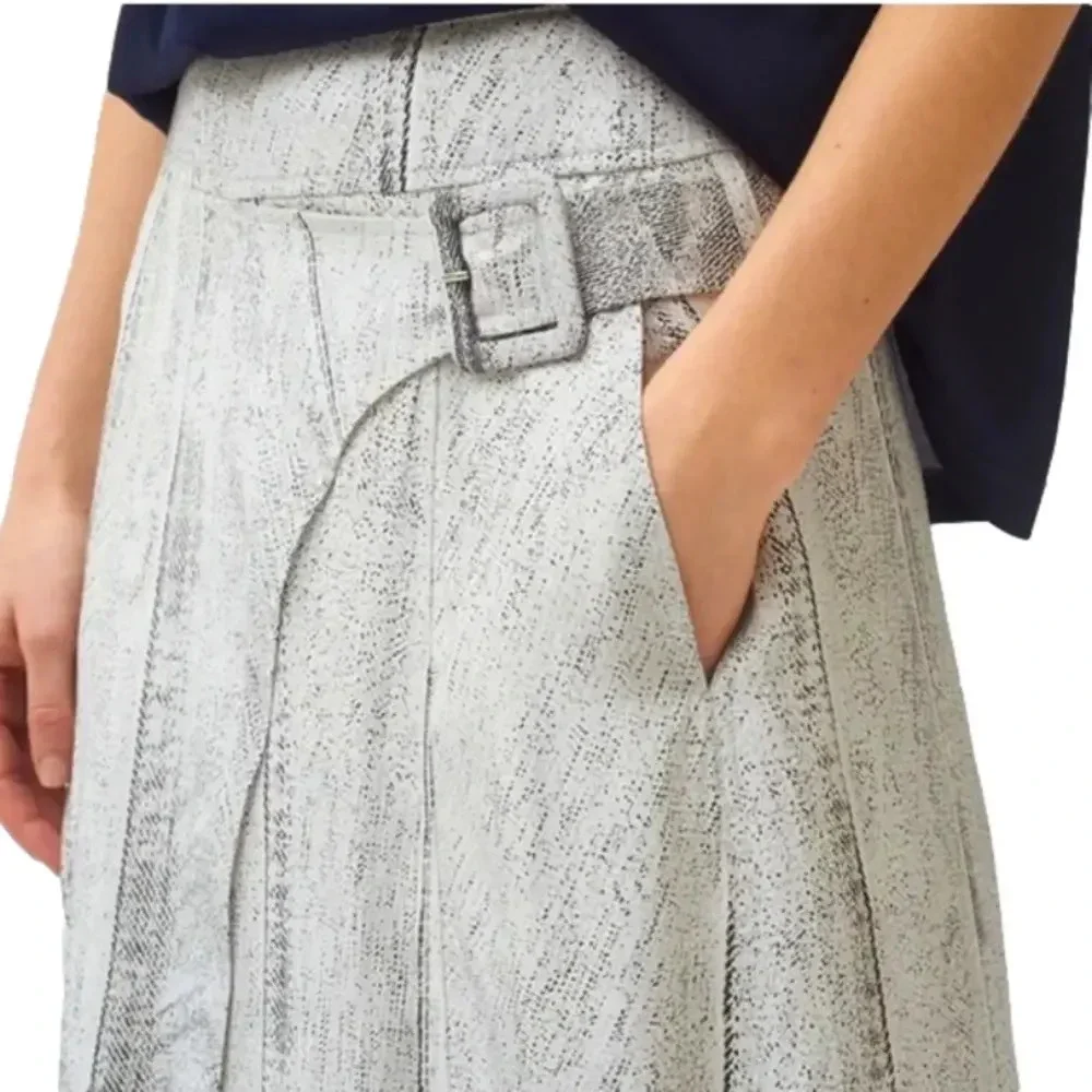 Rare 100% silk skirt snake print skirt Colovos lined faux wrap skirt‎ pockets 2